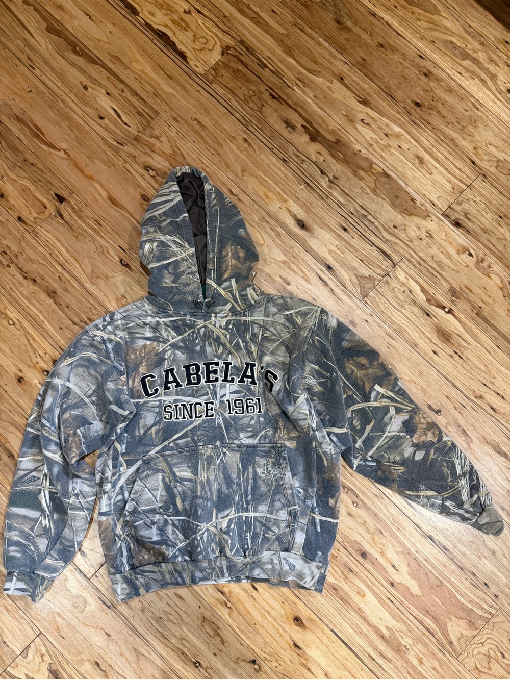 Cabela's Green and Brown Logo Tag Camouflage Hoodie
